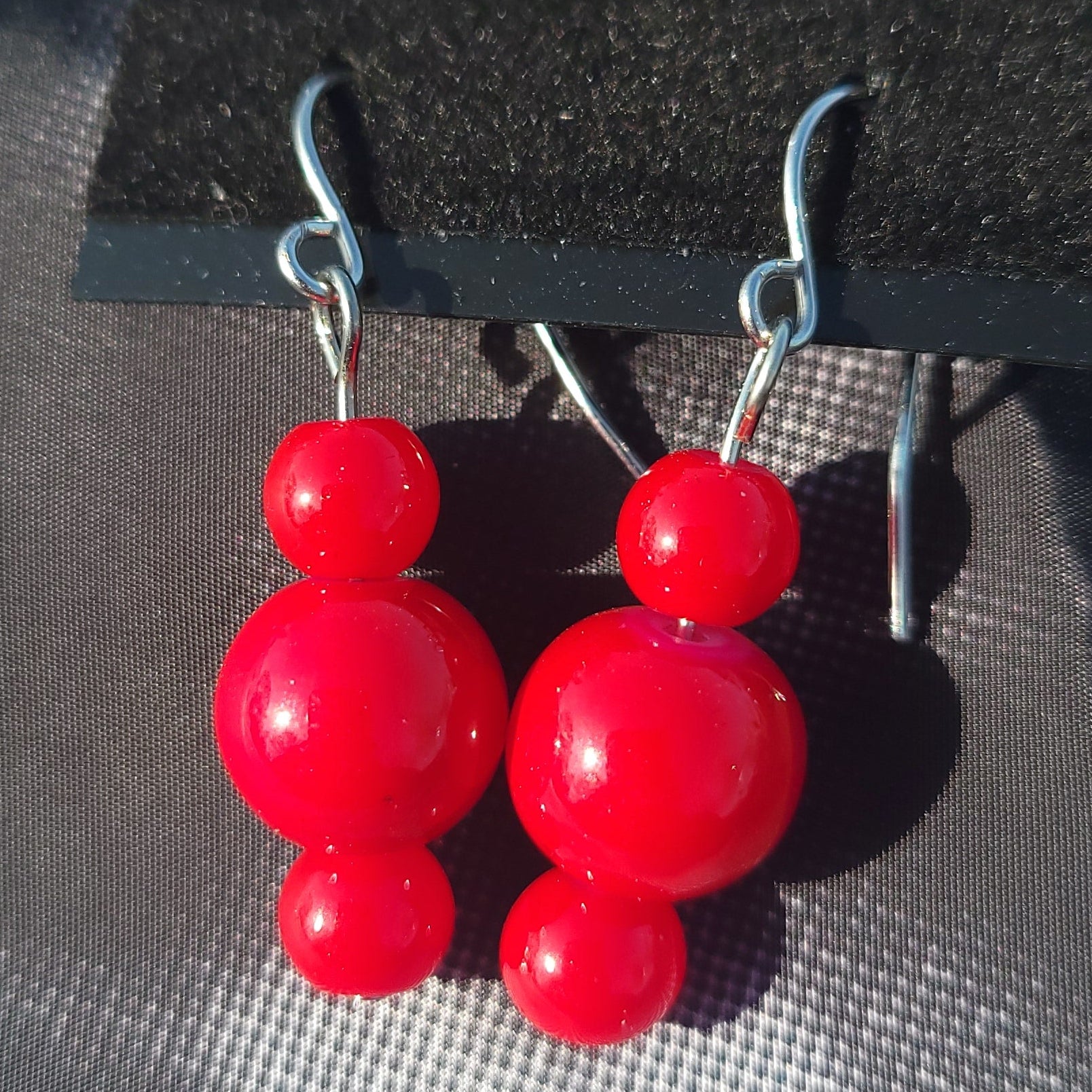 Red Round Beaded Dangles