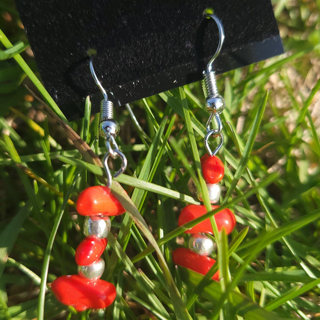 Red Pebble Earrings