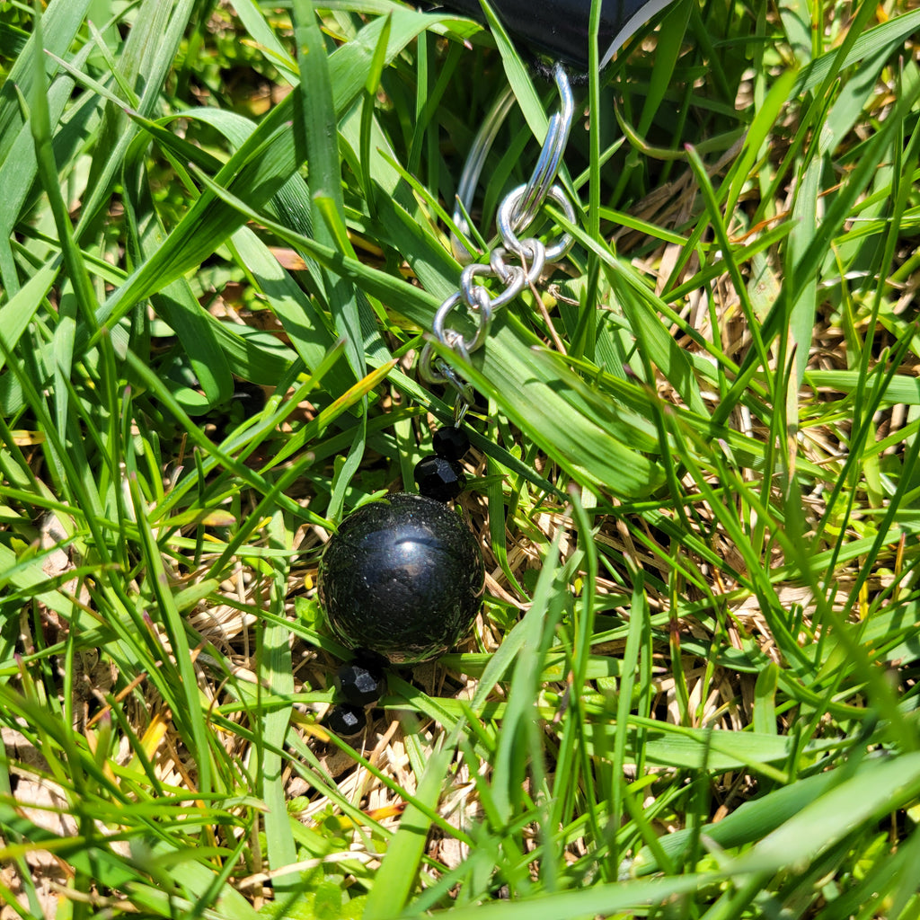 Black Glass Bead Keychain