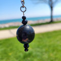 Black Glass Bead Keychain