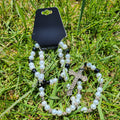 Handcrafted Silver Toned Glass Pearl Rosary Set