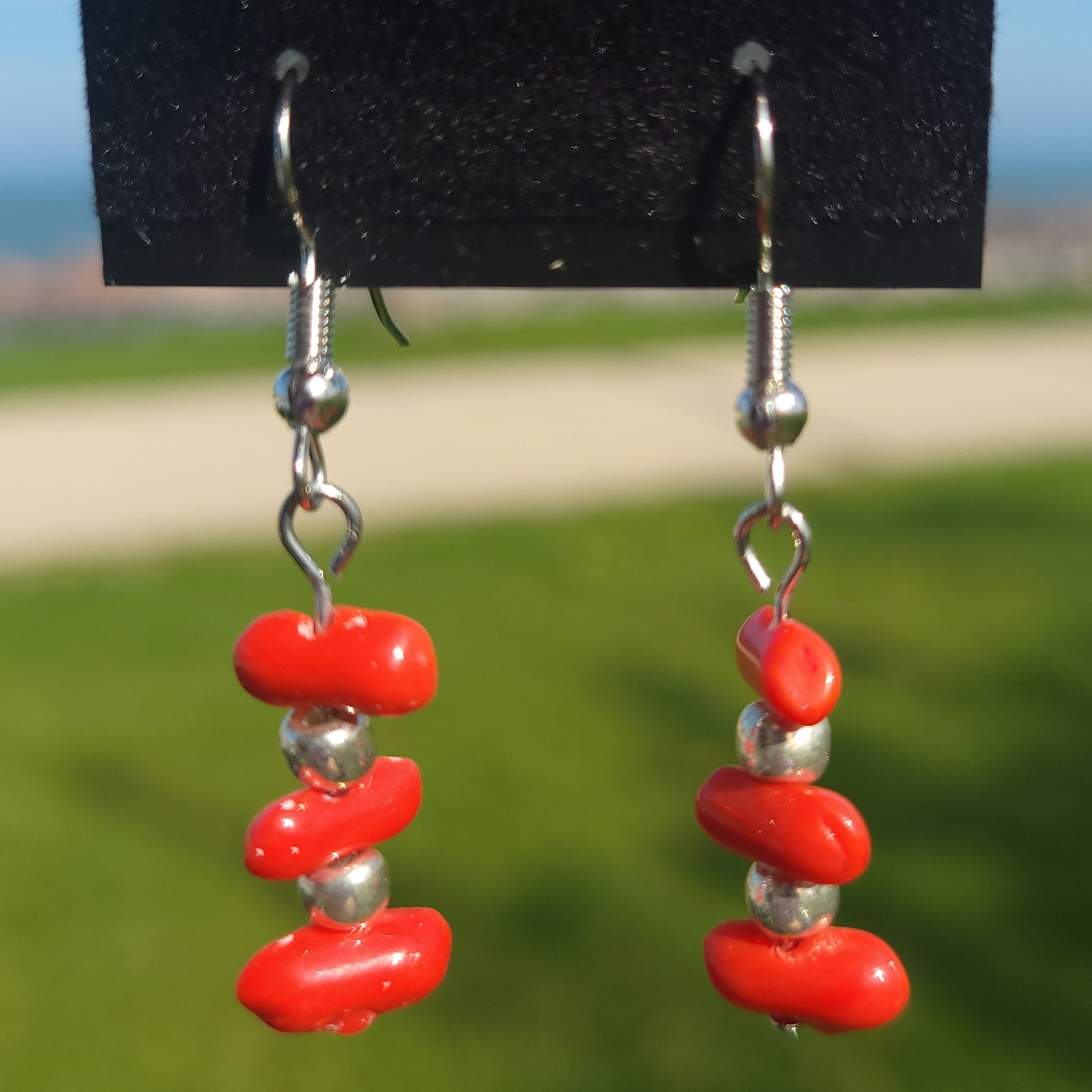 Red Pebble Earrings