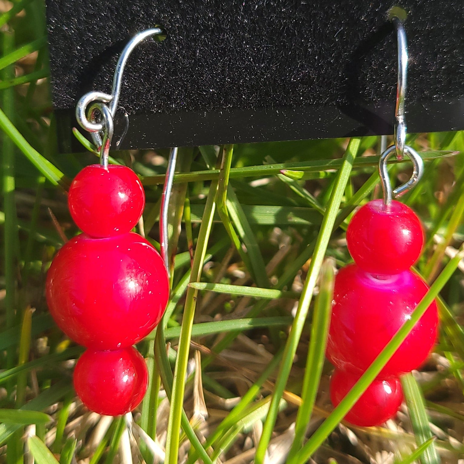 Red Round Beaded Dangles