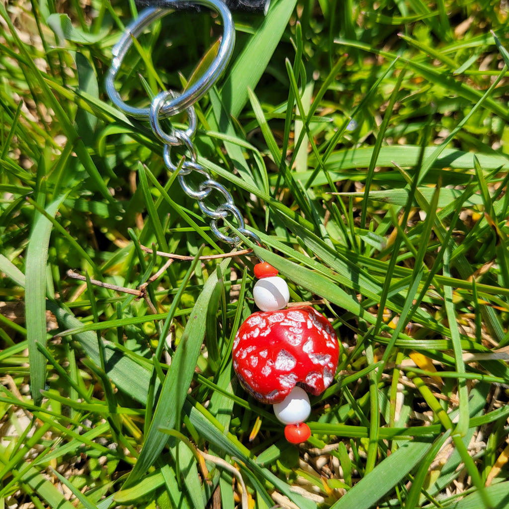 Red Glass Bead Keychain