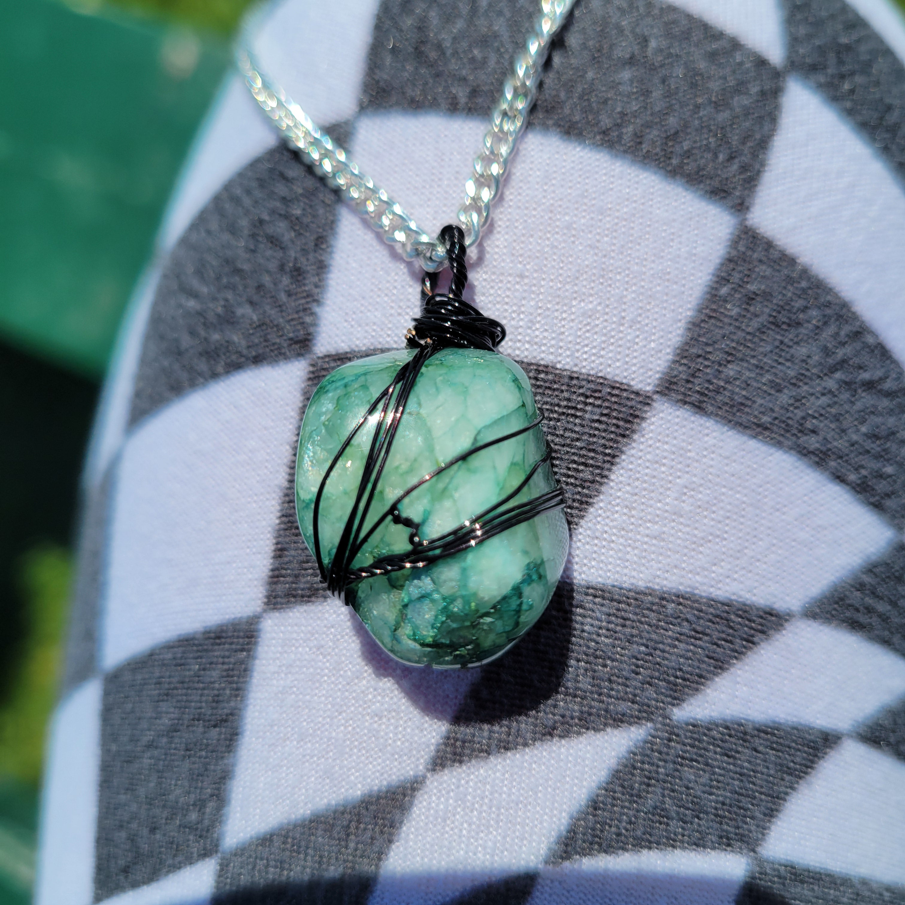 Emerald Wire Wrapped Necklace