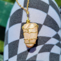 Peach Moonstone Wire Wrapped Necklace