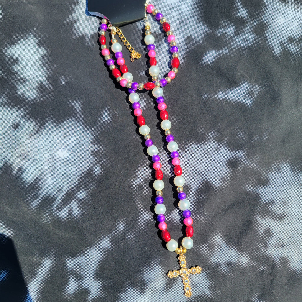 Handmade Gold Glass Rosary Set