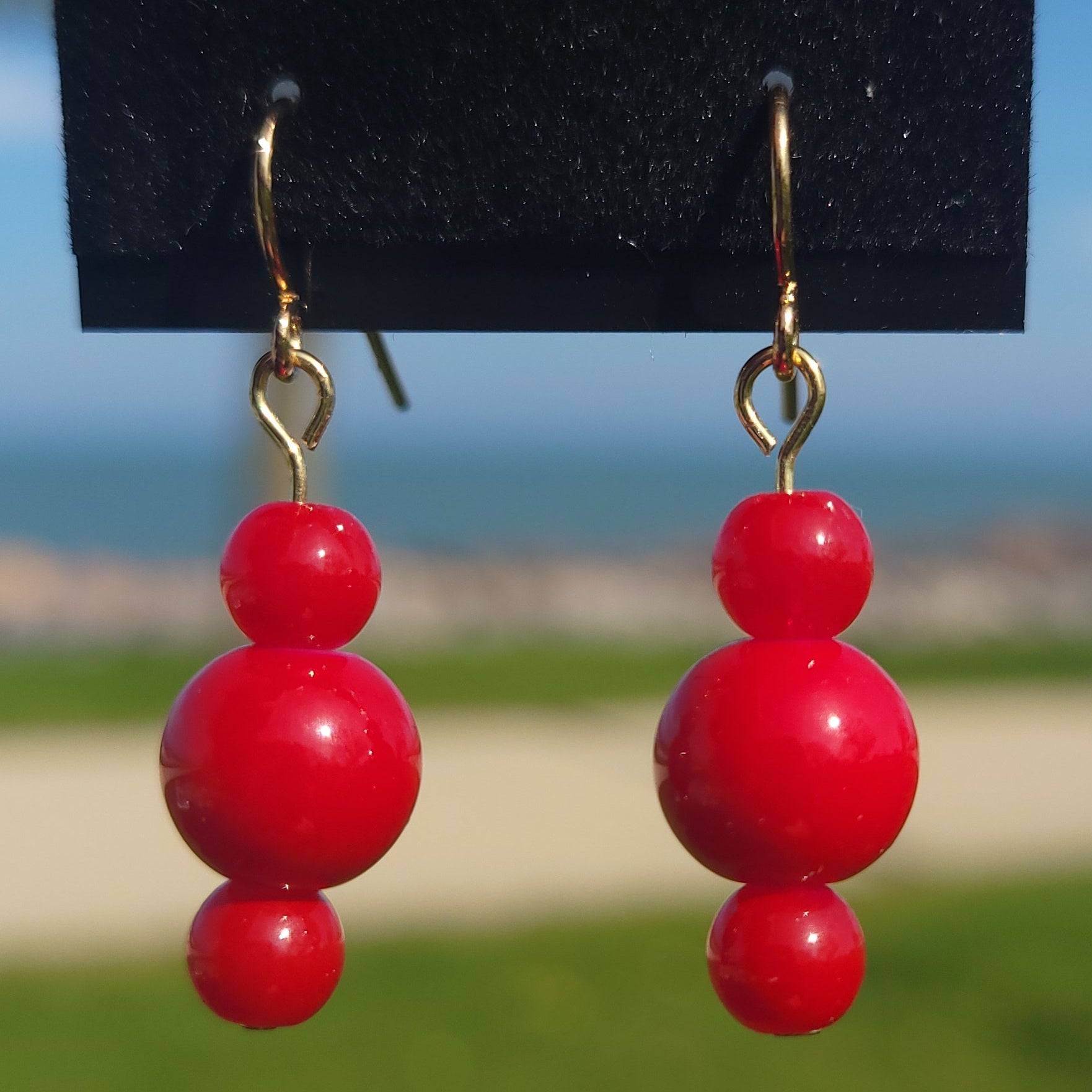 Red Round Beaded Dangles