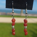 Red/Silver Beaded Earrings