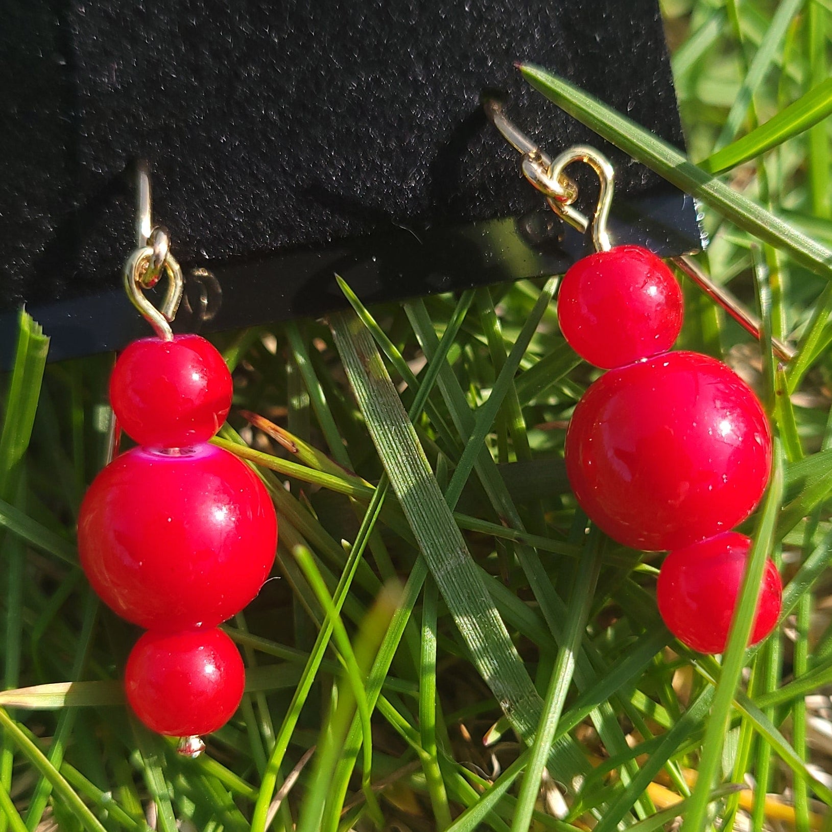 Red Round Beaded Dangles