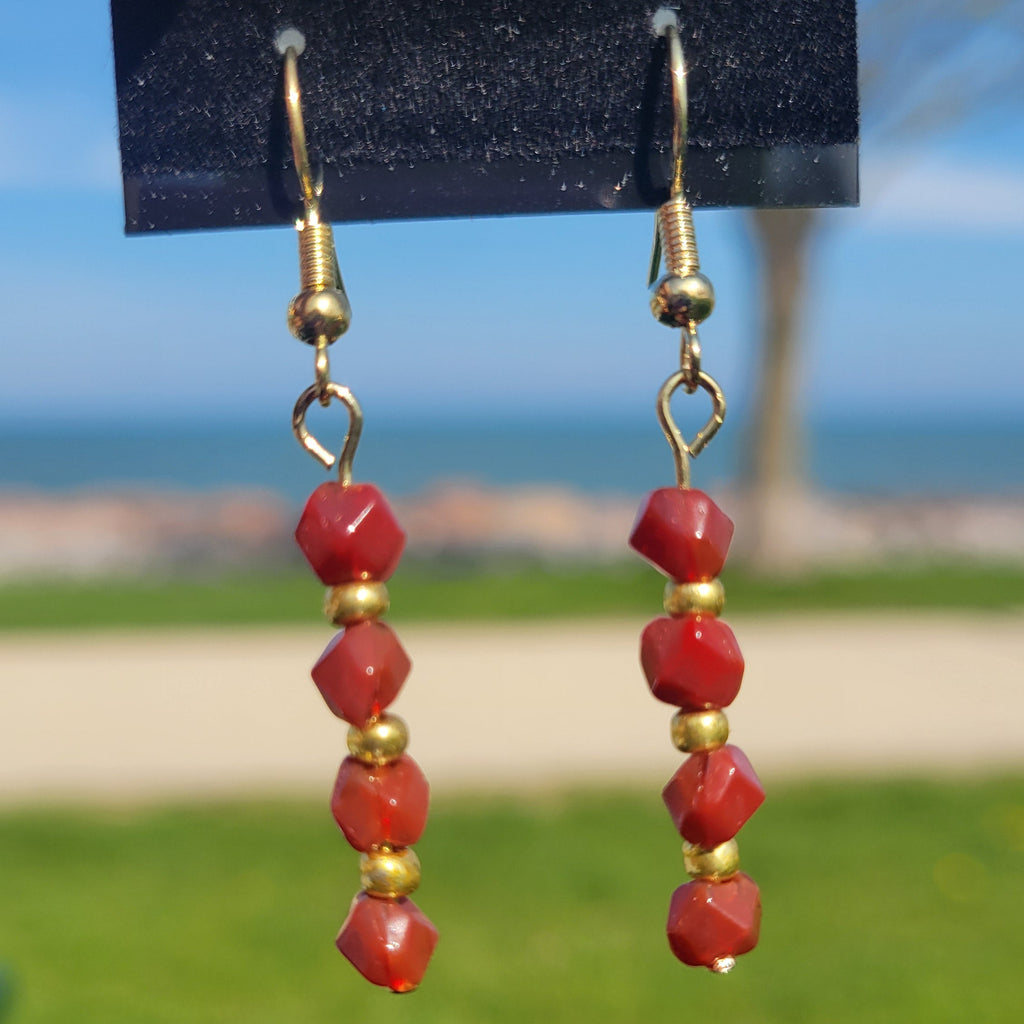 Red/Gold Glass Beaded Earrings