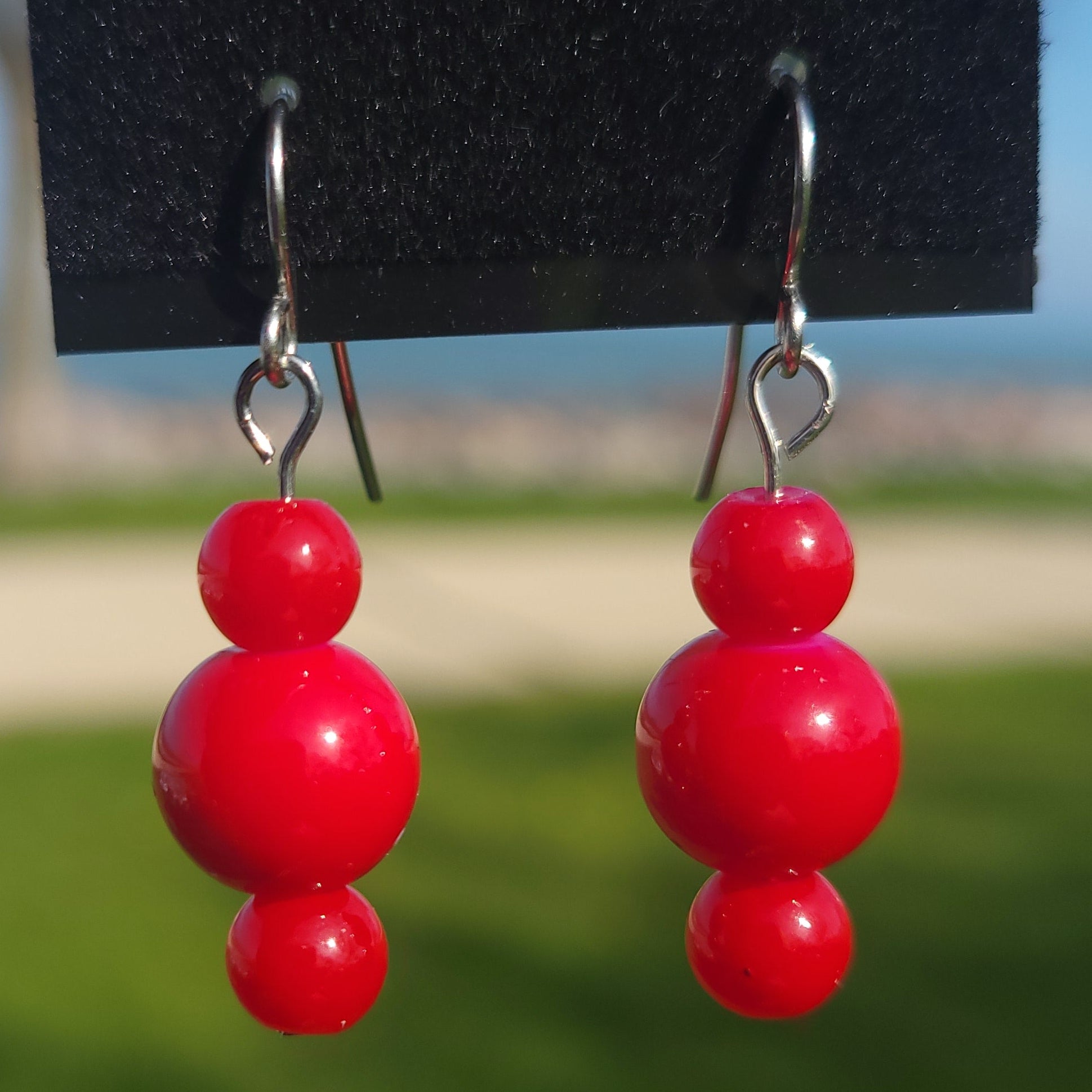 Red Round Beaded Dangles